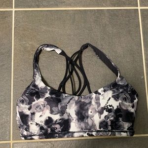 B&W floral Sports bra